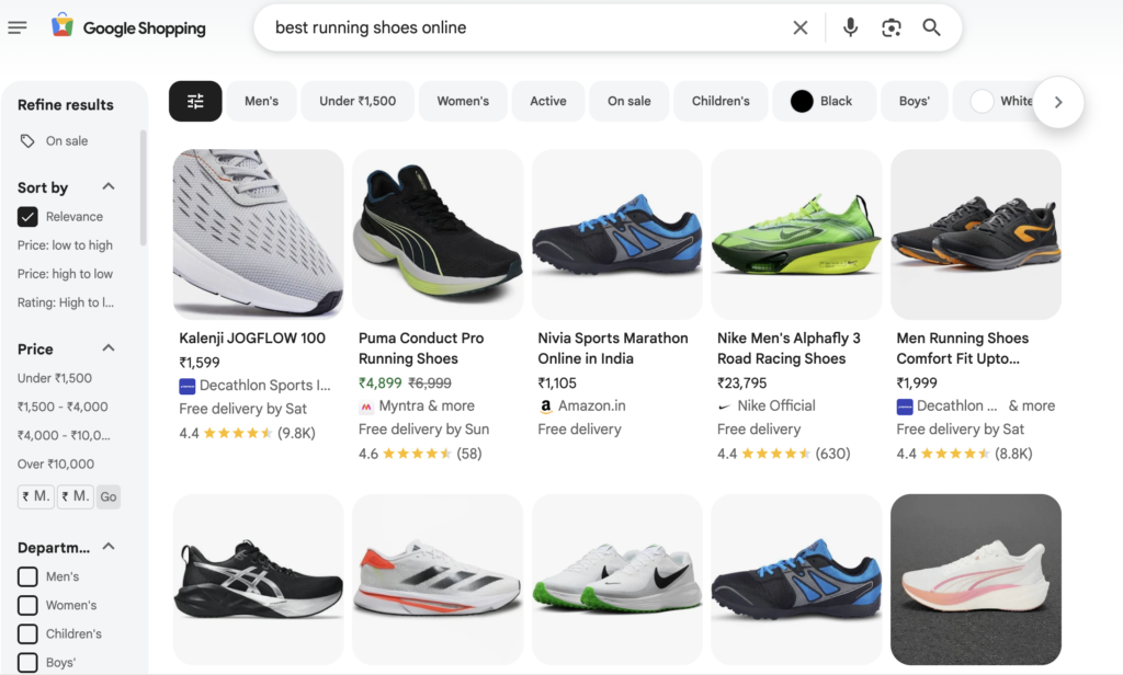 E-commerce Search Results for Best Running Shoes Online