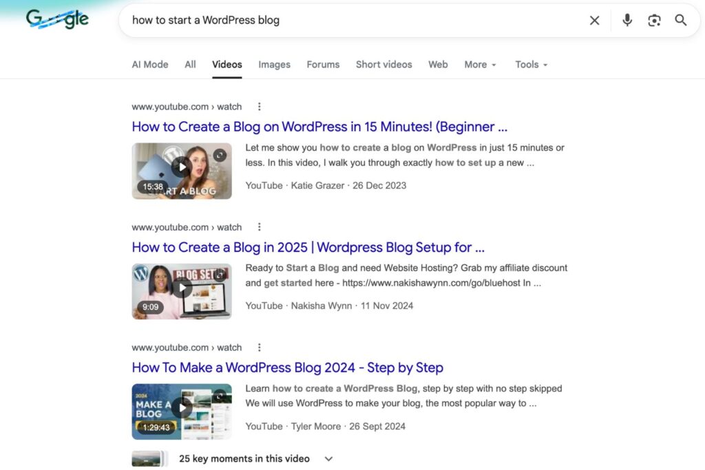 Video Search Results of how to start a WordPress blog